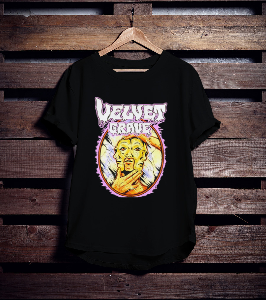 Velvet Grave Horror Retro Surreal Multi-Faced Mask T-Shirt