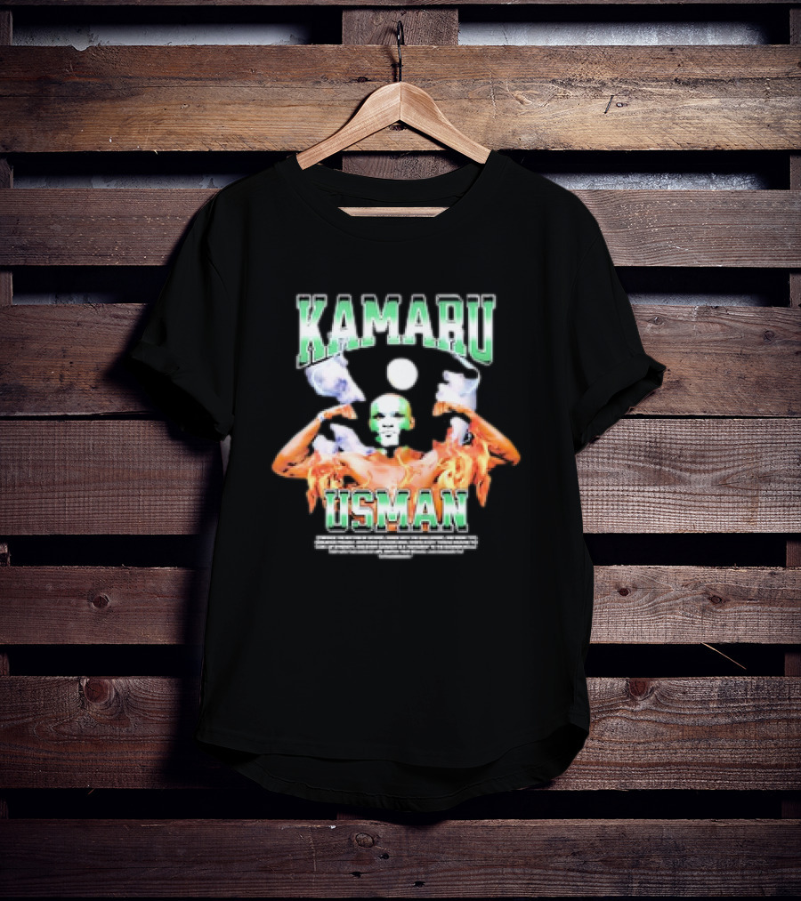 Kamaru Usman Warrior Spirit Flames And Smoke T-Shirt