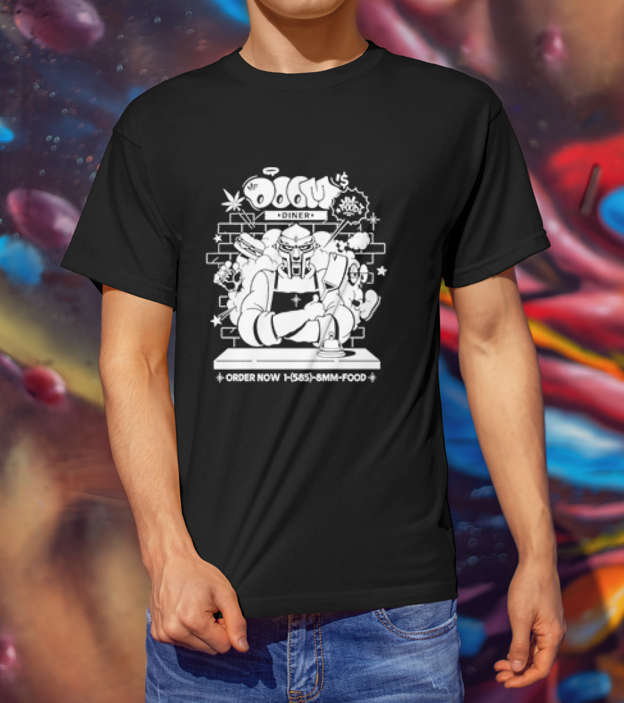 MF Doom's Diner Chef Doom Order Now Retro 585-8MM-FOOD T-Shirt