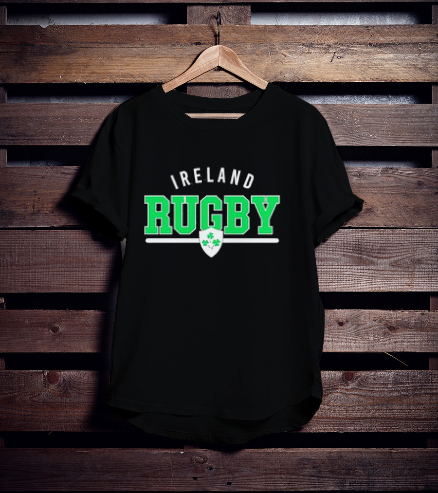 Ireland Rugby Wordmark Nations Supersoft Logo Shamrock Shield T-Shirt