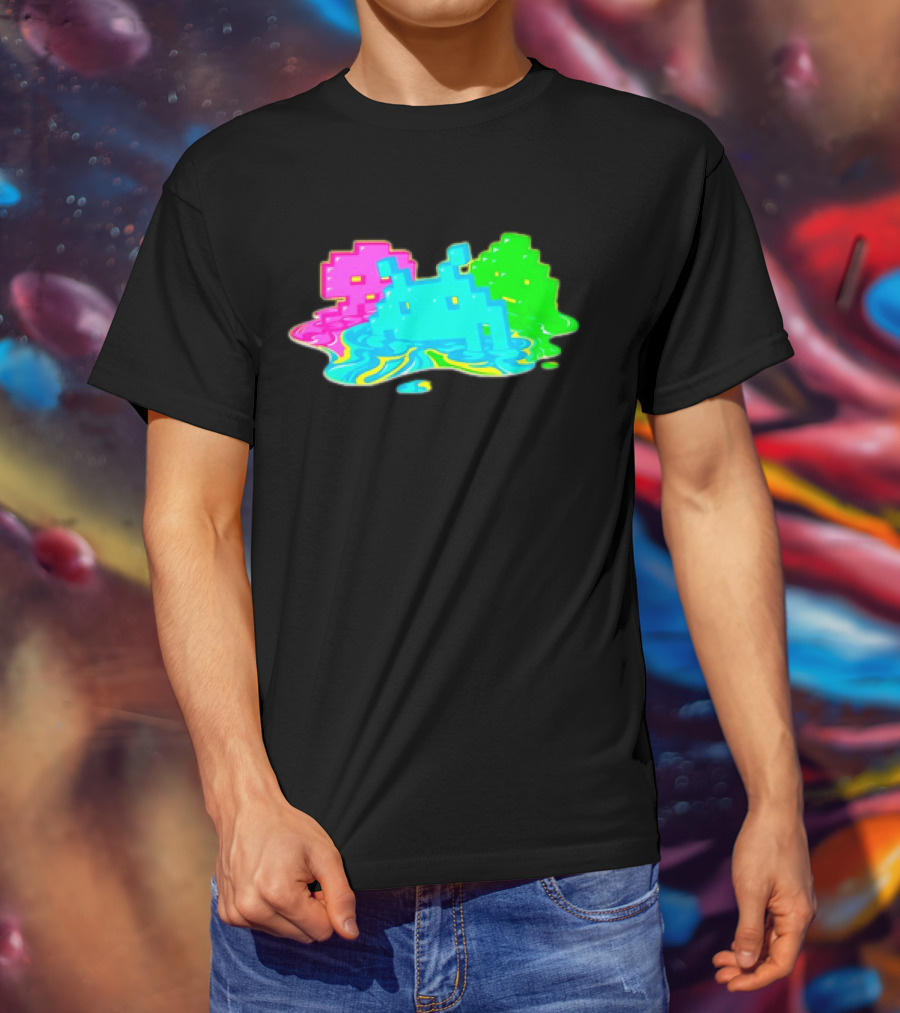 Space Invaders Melting Retro Arcade Aliens T-Shirt
