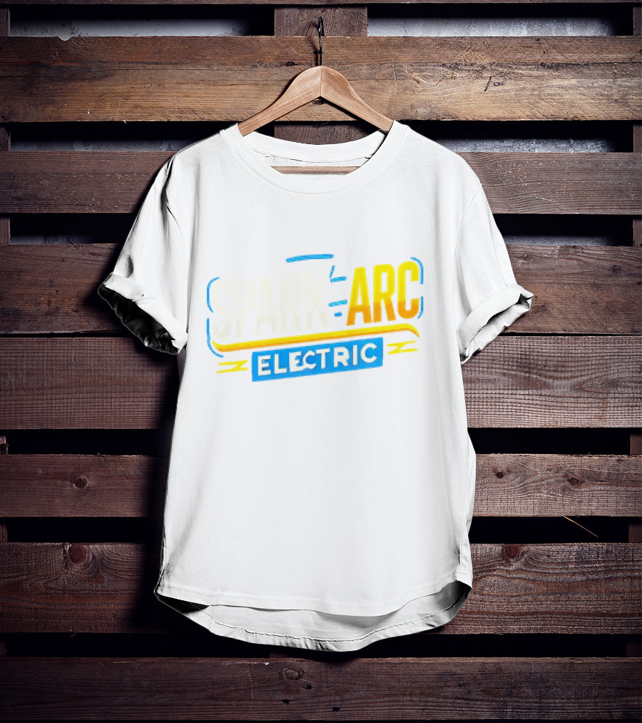 Spark And Arc Electric Bold Yellow And Blue Text T-Shirt