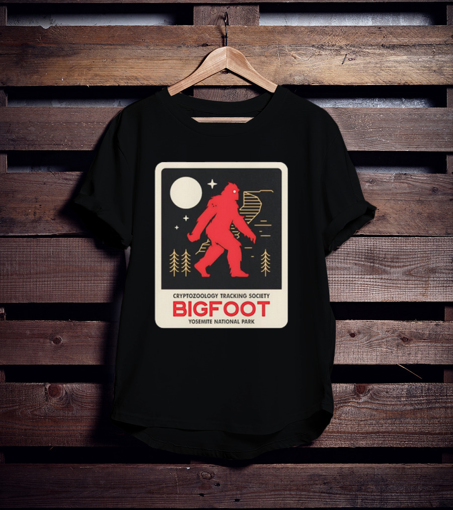 Bigfoot Cryptozoology Tracking Society Moonlit Yosemite National Park T-Shirt