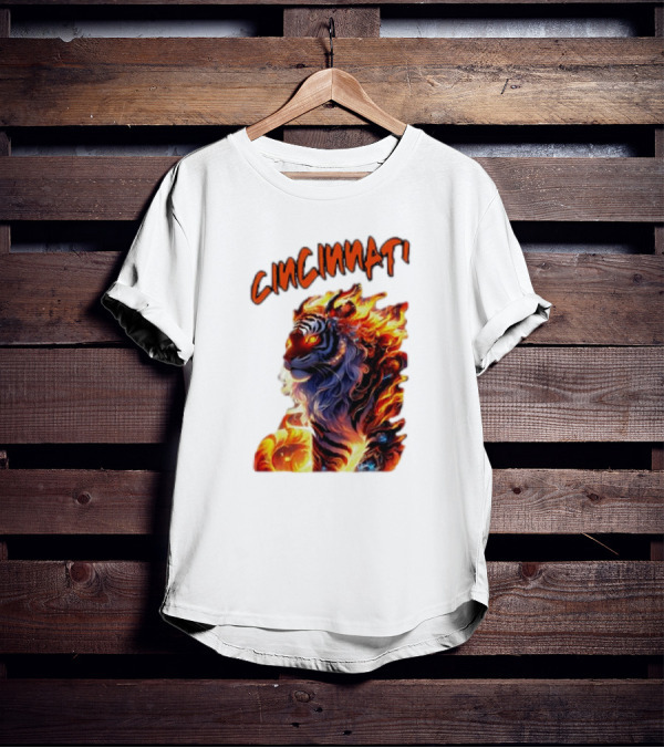 Cincinnati The Bengel’s Live Old West Football Tiger Flame T-Shirt