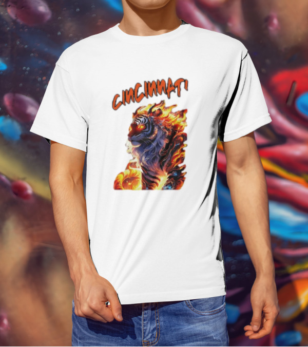 Cincinnati The Bengel’s Live Old West Football Tiger Flame T-Shirt
