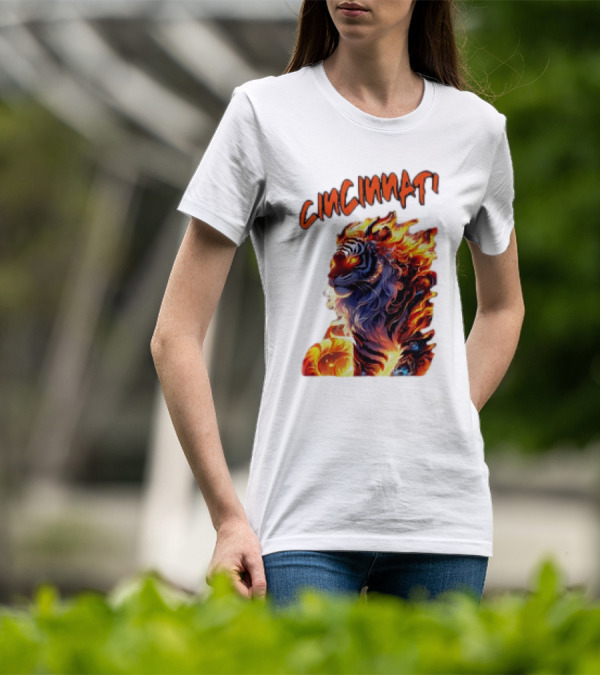 Cincinnati The Bengel’s Live Old West Football Tiger Flame T-Shirt
