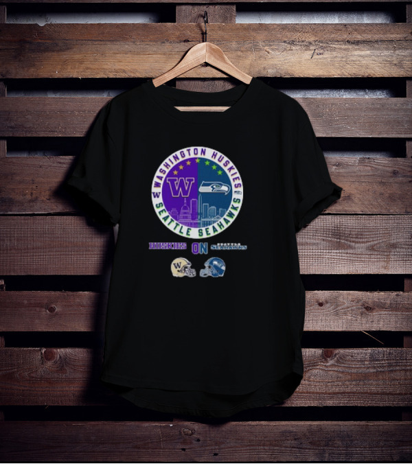 Washington Huskies Seattle Seahawks Huskies On Seattle Sundays T-Shirt