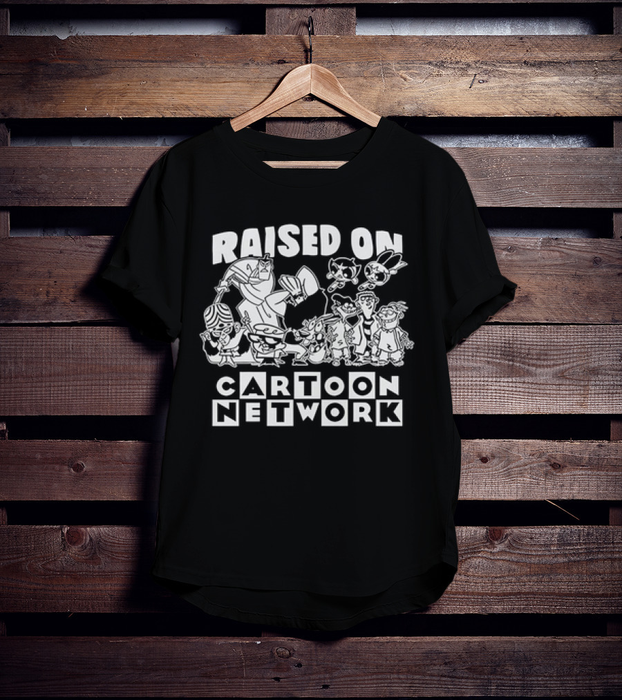 Raised On Cartoon Network Nostalgia Featuring Iconic Characters From Classic Shows T-Shirt