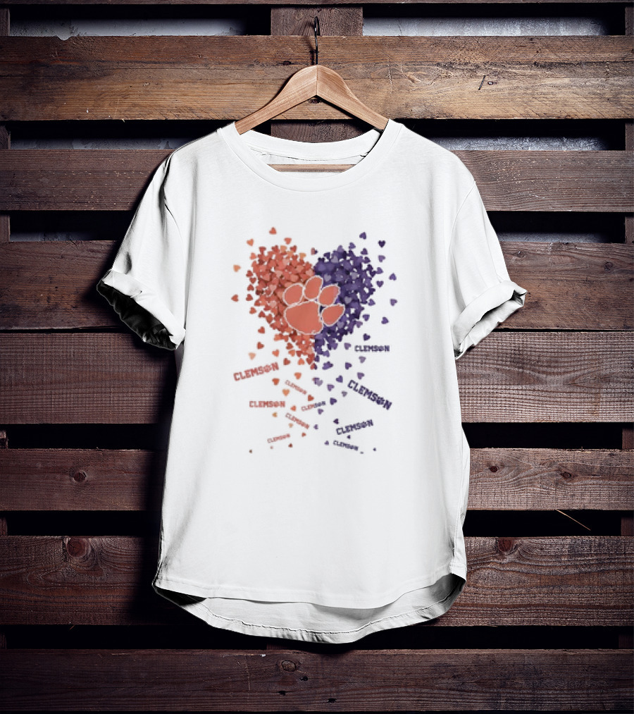 Clemson Tigers Heart Paw Print Passion T-Shirt