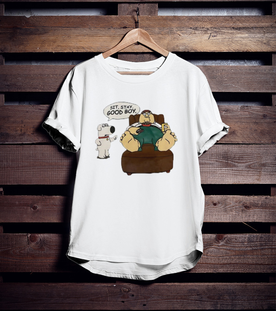 Family Guy Sit Stay Good Boy Brian And Peter Couch Scene T-Shirt
