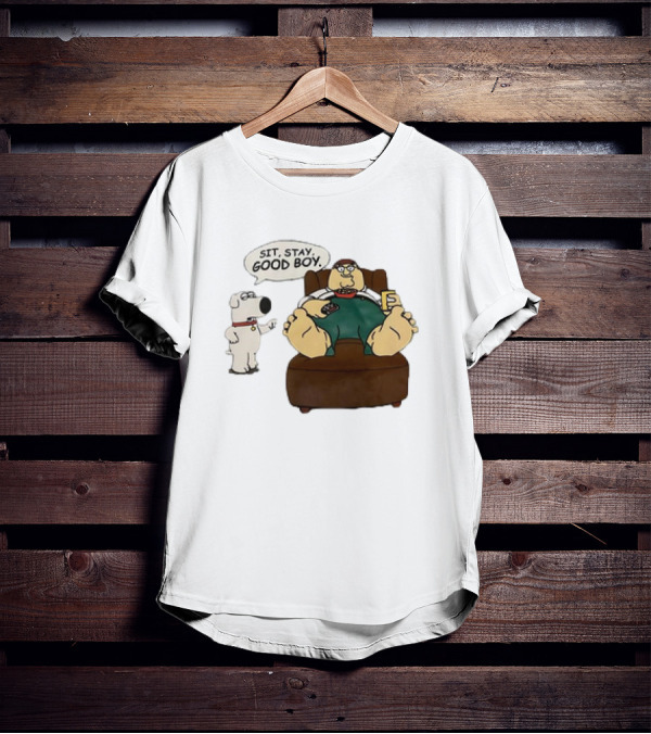 Family Guy Sit Stay Good Boy Brian And Peter Couch Scene T-Shirt