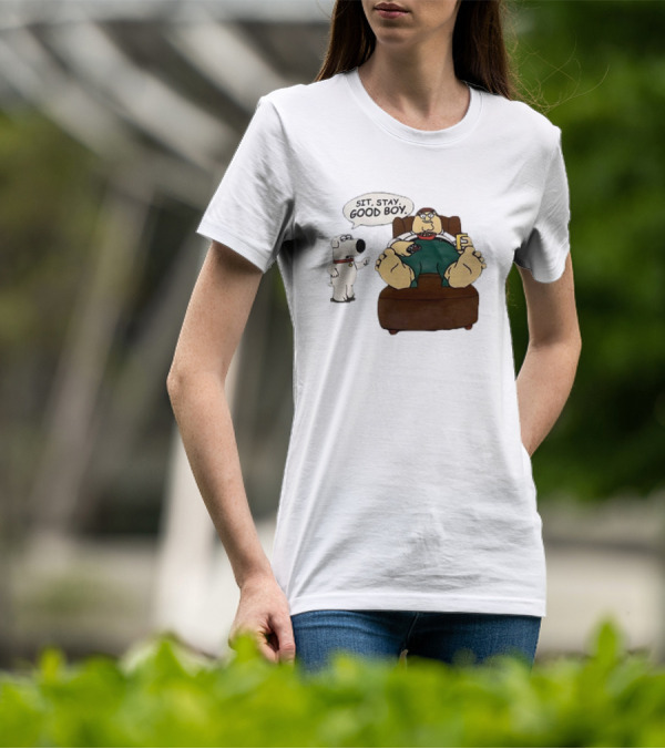Family Guy Sit Stay Good Boy Brian And Peter Couch Scene T-Shirt