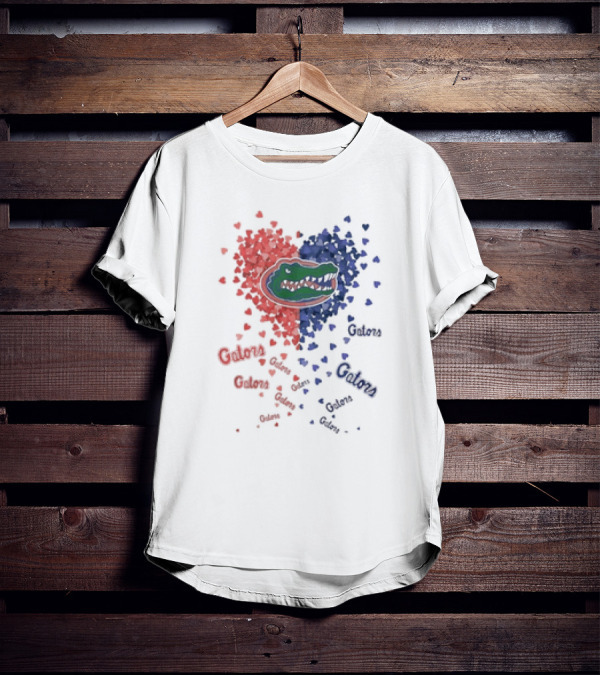 Gators Florida Heart Logo Passionate Blue Orange Colors T-Shirt