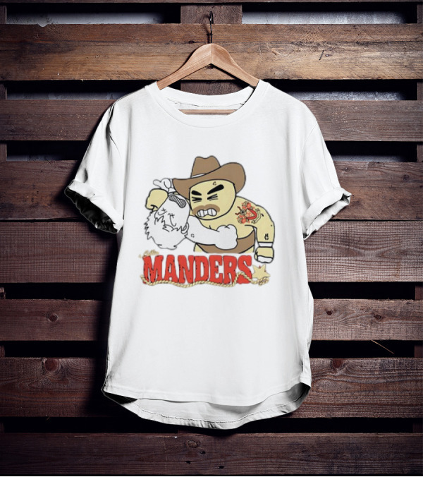 Manders Cartoon Cowboy Punching Drawing T-Shirt