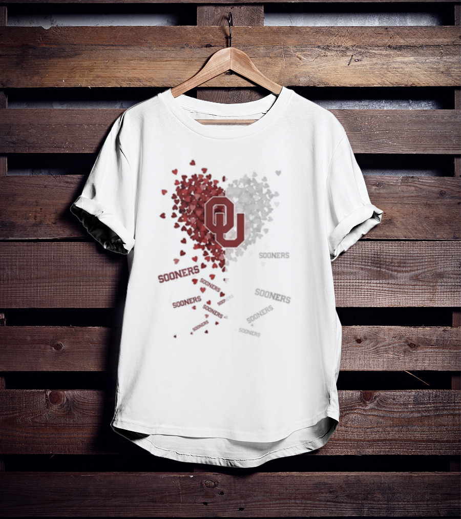 Oklahoma Sooners OU Logo Heart With Sooners Text T-Shirt