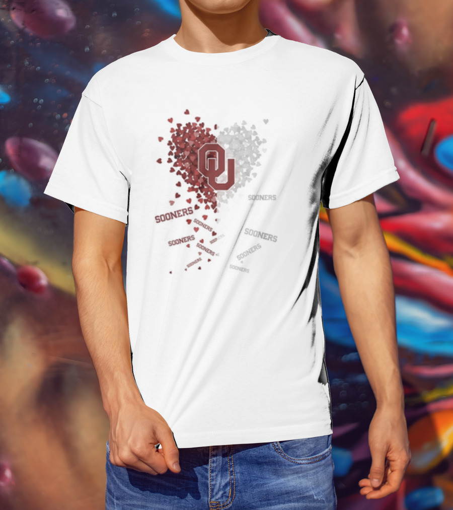 Oklahoma Sooners OU Logo Heart With Sooners Text T-Shirt