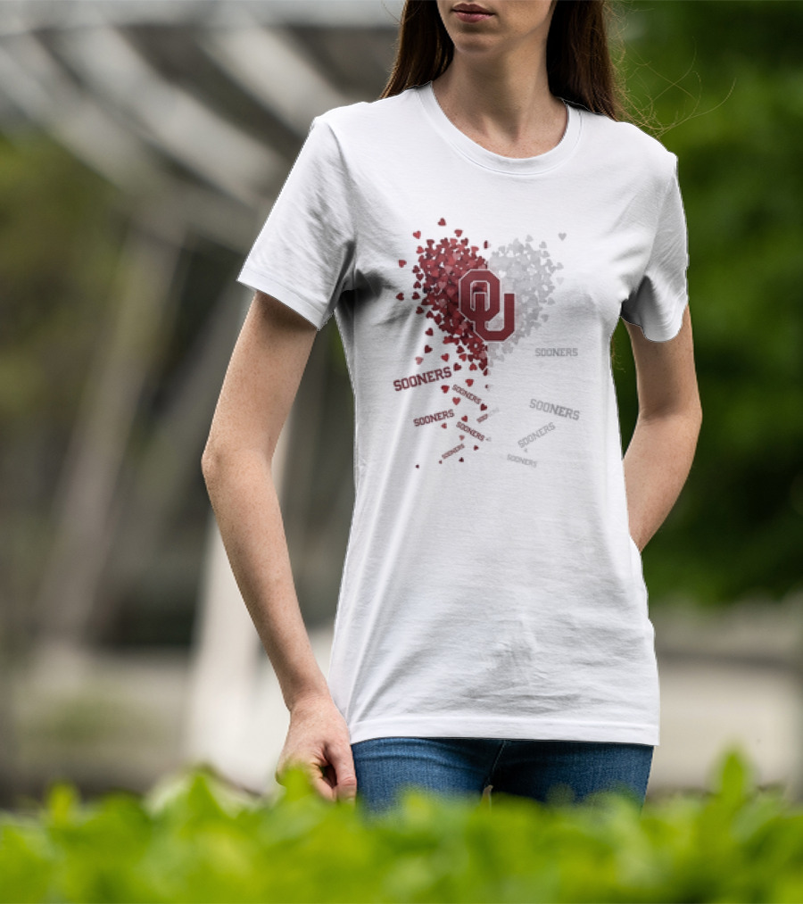 Oklahoma Sooners OU Logo Heart With Sooners Text T-Shirt