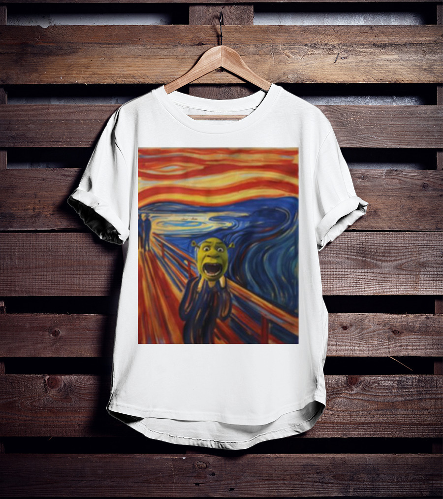 Shrek The Scream Edvard Munch Style Parody Painting T-Shirt