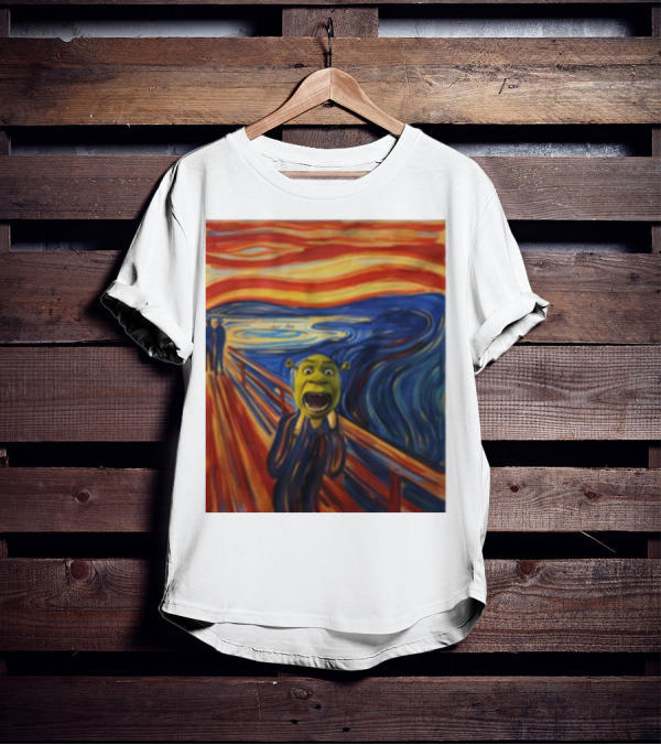 Shrek The Scream Edvard Munch Style Parody Painting T-Shirt