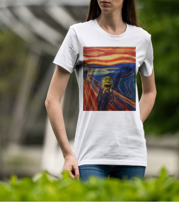 Shrek The Scream Edvard Munch Style Parody Painting T-Shirt