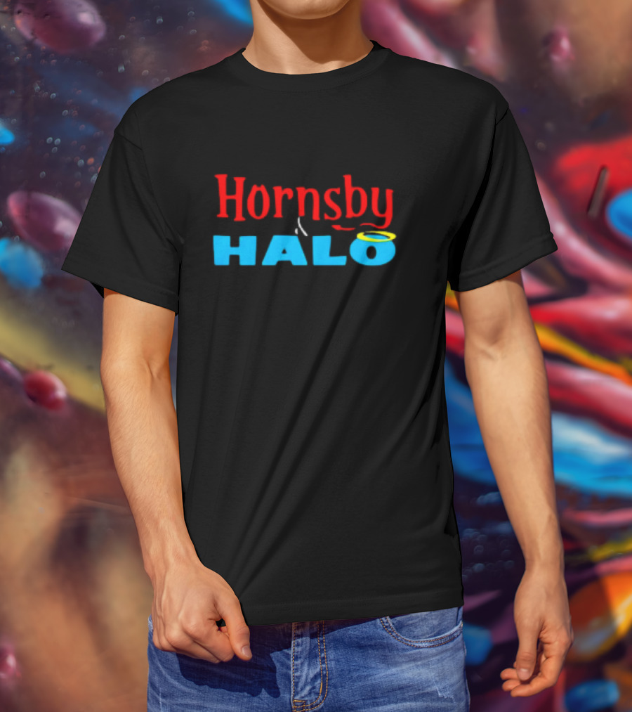 Hornsby And Halo Contrast With Devil Horns And Angel Ring T-Shirt