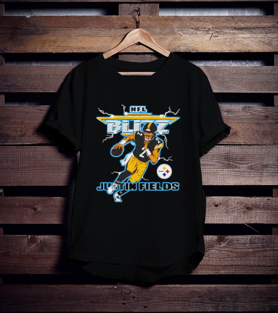 NFL Blitz Steelers Justin Fields Running Action T-Shirt