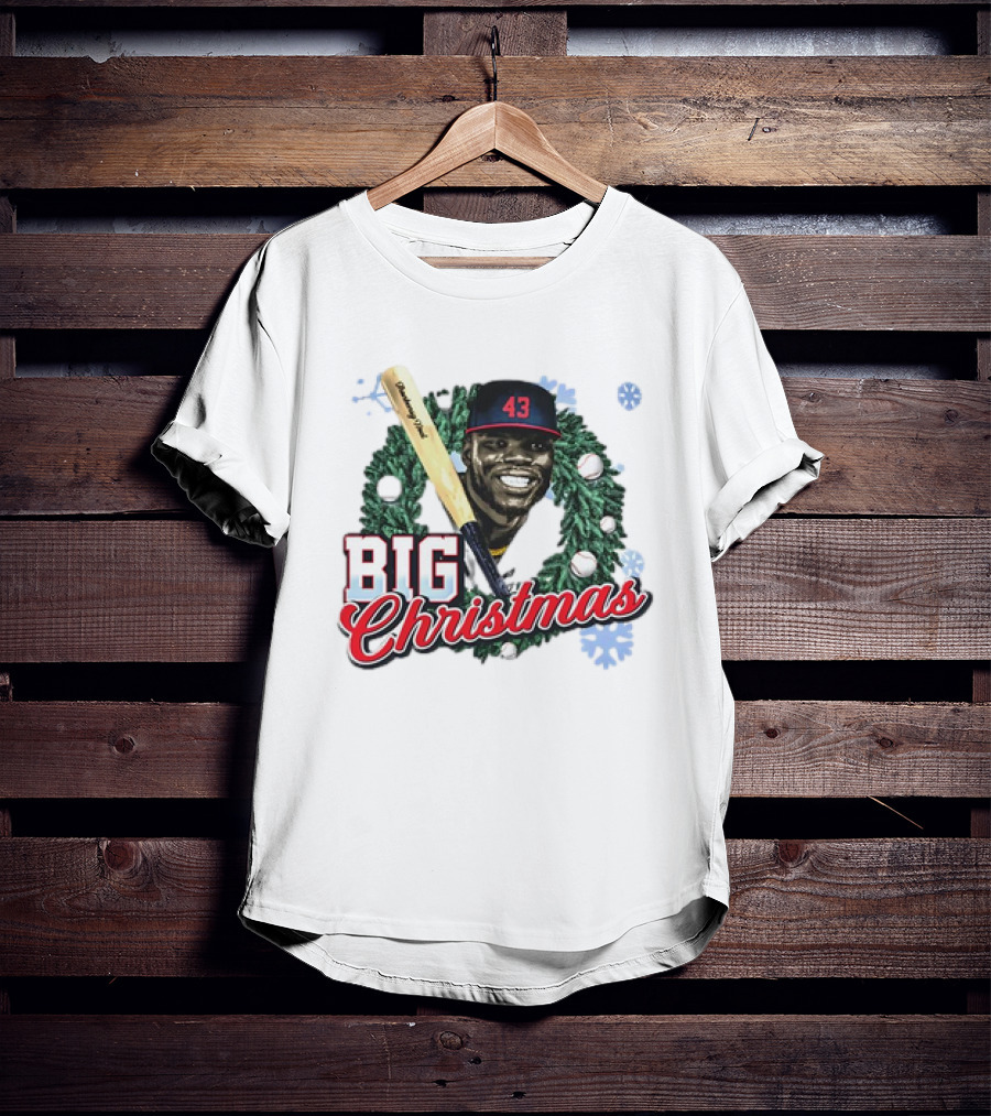 Jhonkensy Noel Cleveland Guardians Big Christmas 43 Vintage Baseball Wreath T-Shirt
