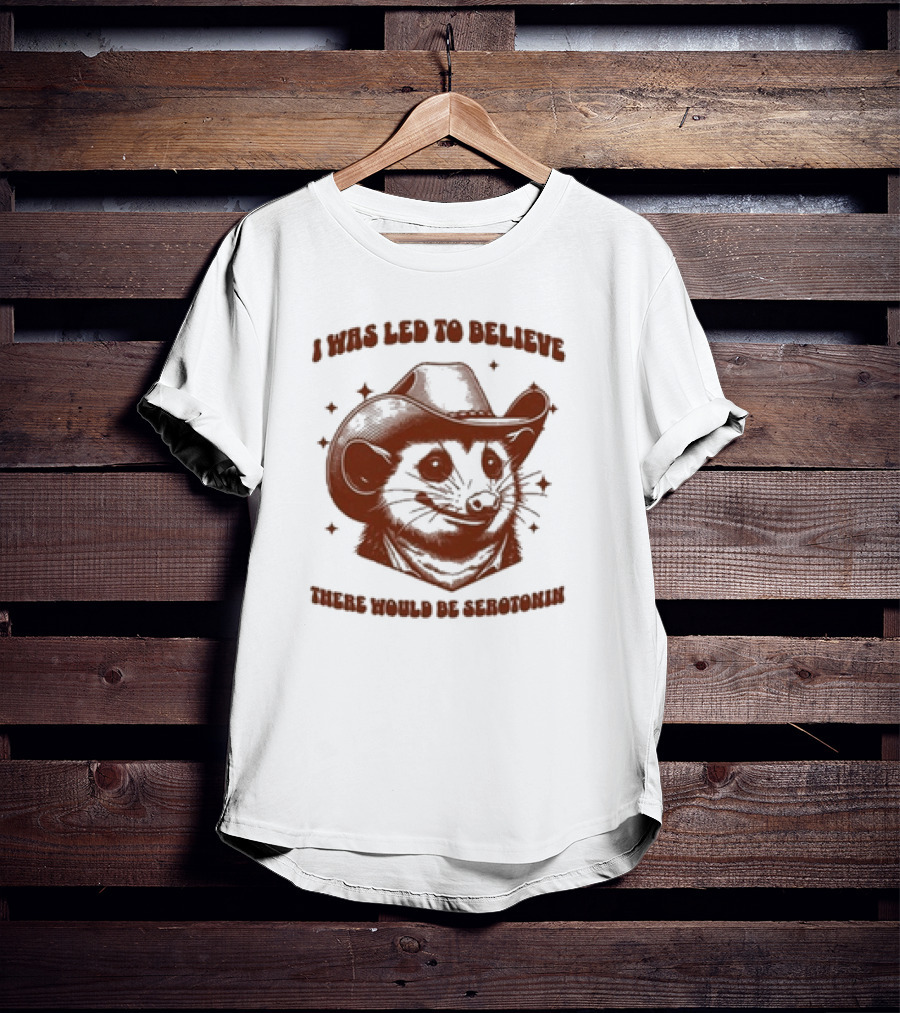 I Was Led To Believe There Would Be Serotonin Raccoon Cowboy Aesthetic T-Shirt