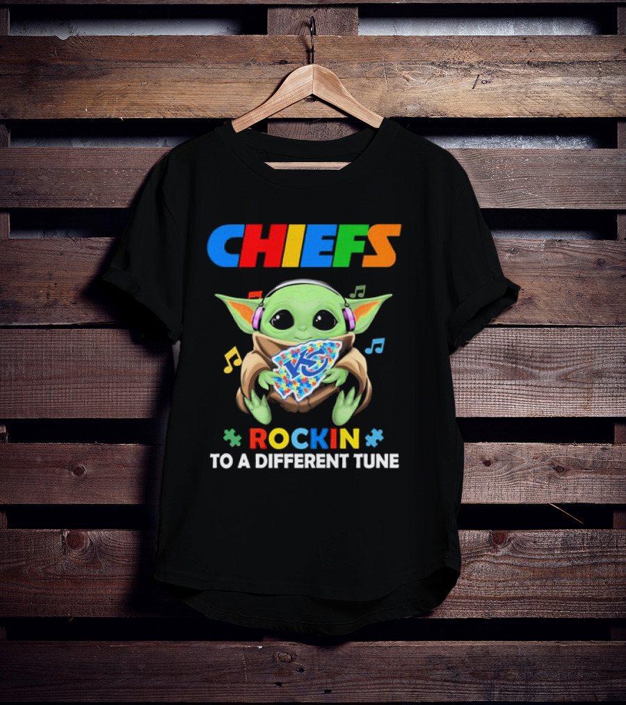 Kansas City Chiefs Baby Yoda Rockin Autism Tune T-Shirt