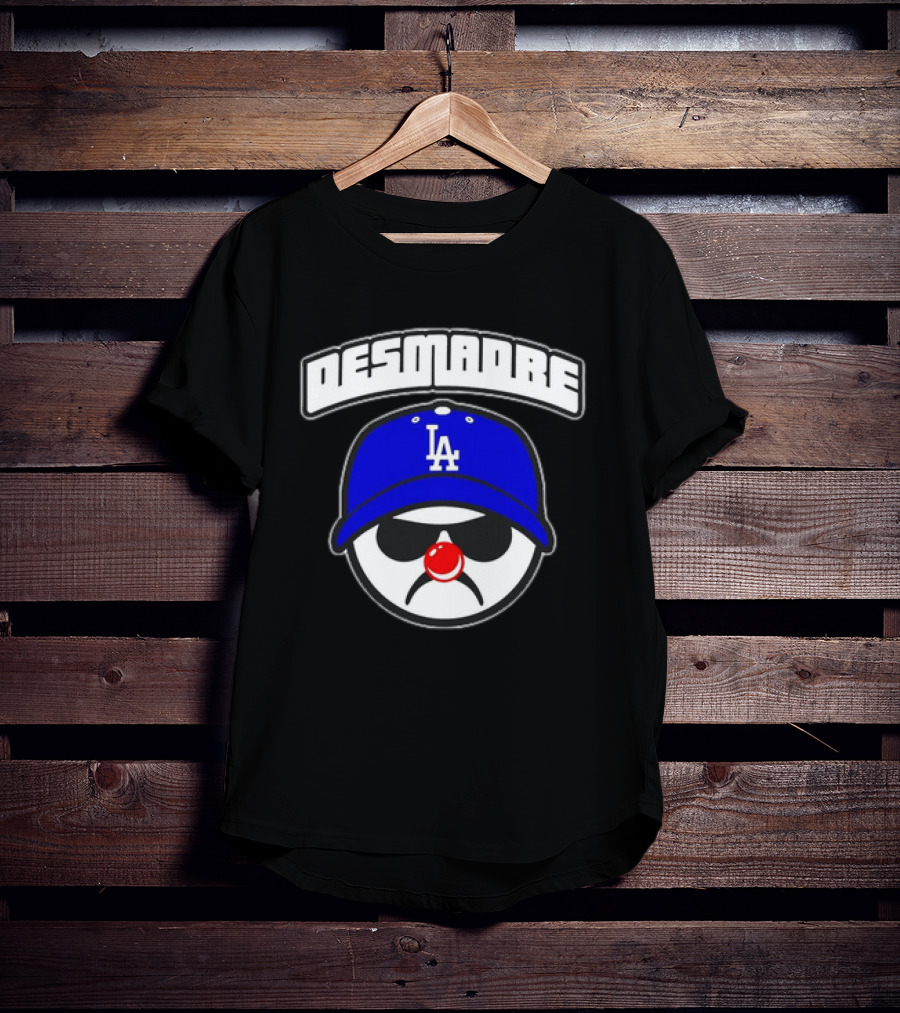 Desmadre LA Dodgers Blue Hat Clown Nose Face T-Shirt
