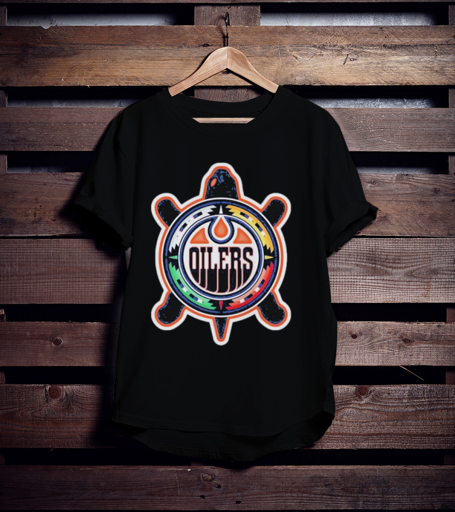 Edmonton Oilers Turtle Colorful Indigenous T-Shirt