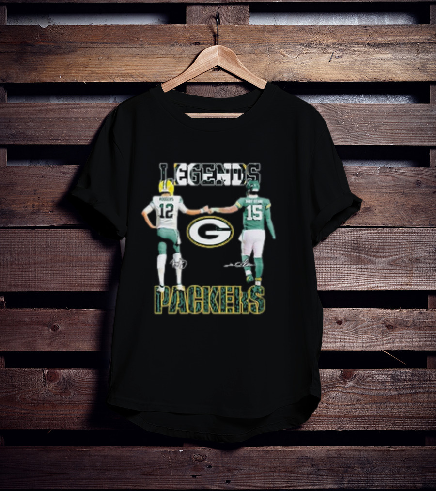 Legends Green Bay Packers Aaron Rodgers Bart Starr Signature T-Shirt