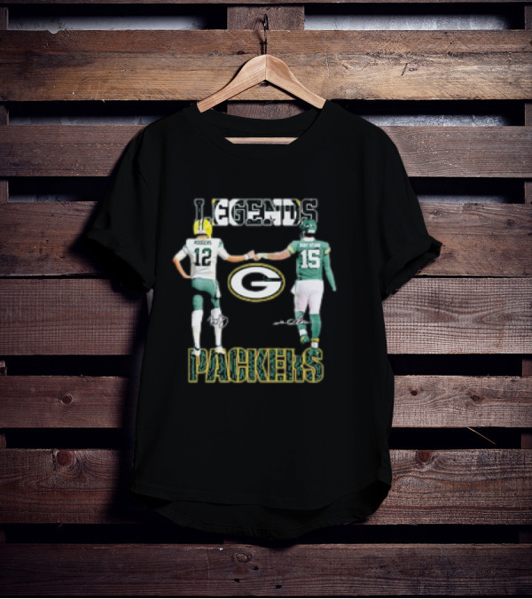 Legends Green Bay Packers Aaron Rodgers Bart Starr Signature T-Shirt