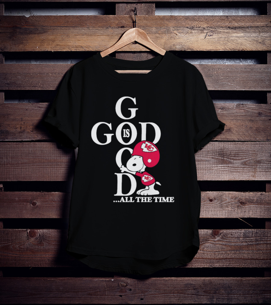 Kansas City Chiefs Snoopy God Is Good All The Time Football Fan Iconic Character Team Spirit T-Shirt