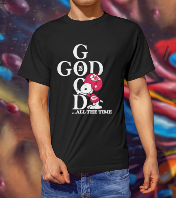 Kansas City Chiefs Snoopy God Is Good All The Time Football Fan Iconic Character Team Spirit T-Shirt