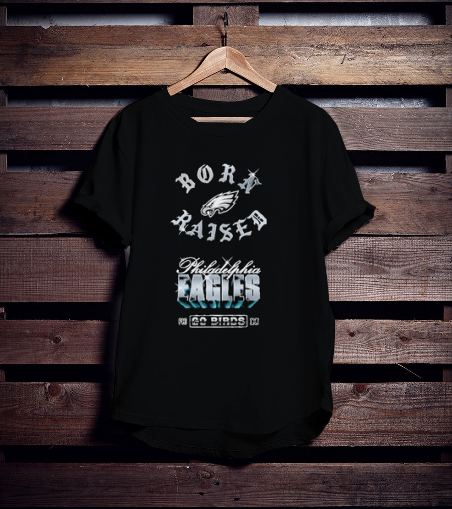 Born Raised Philadelphia Eagles Go Birds Chrome Rocker T-Shirt