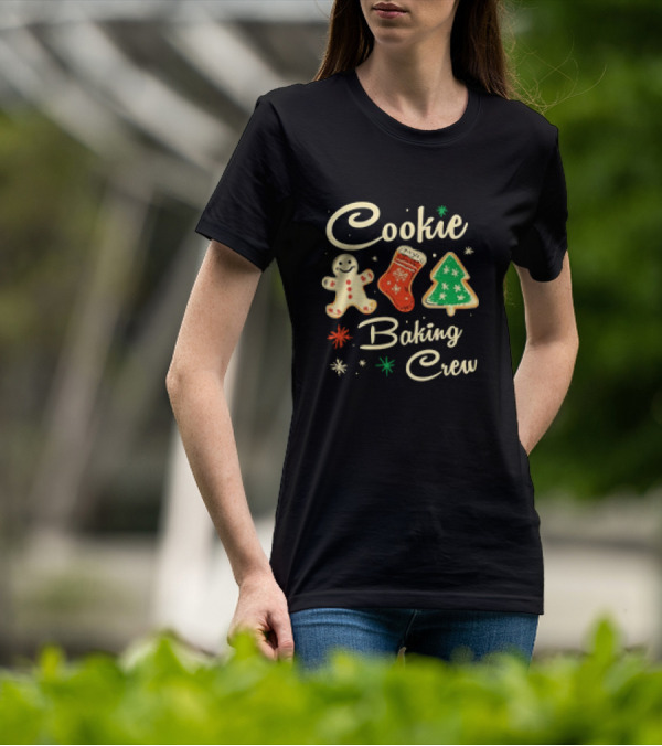 Cookie Baking Crew Christmas Festive Cookies Gingerbread Tree Stocking T-Shirt
