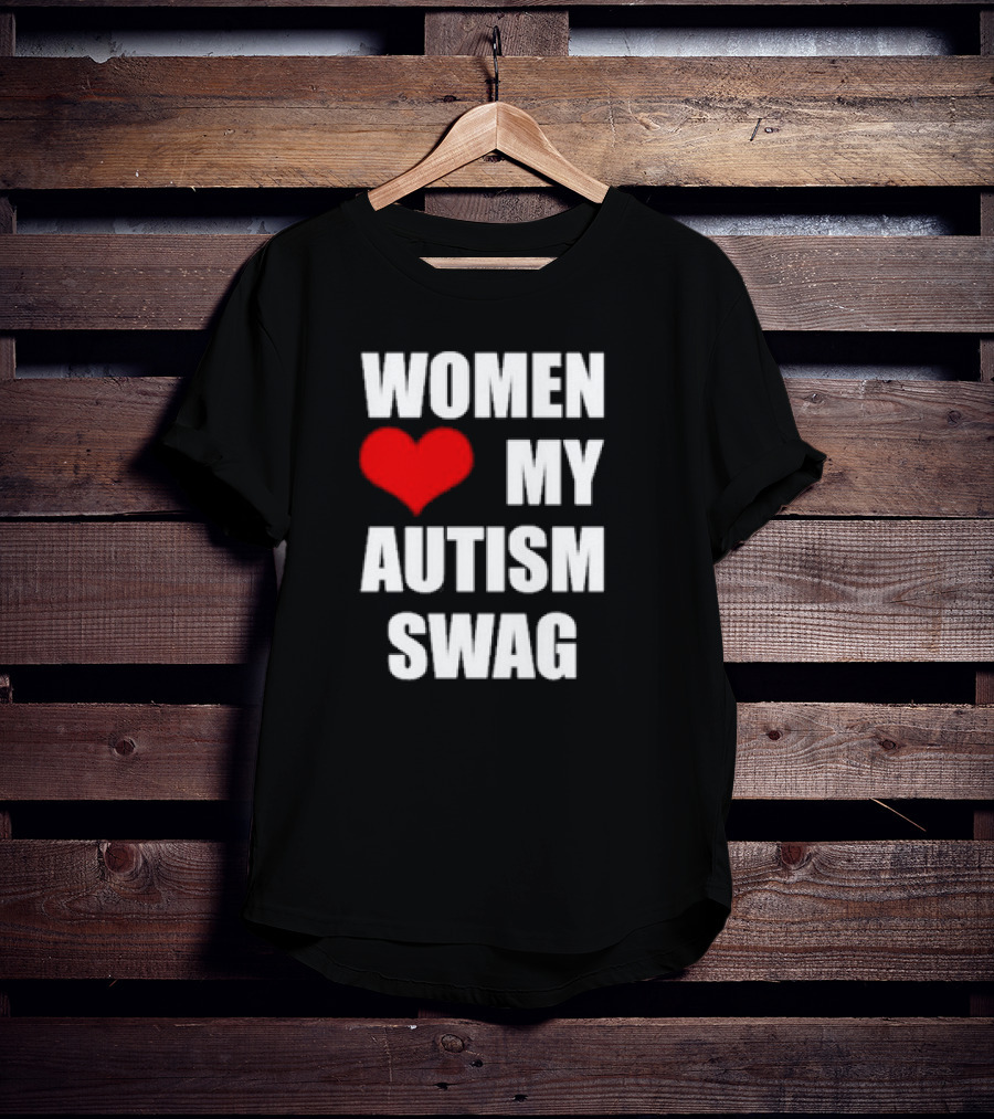 Women Love My Autism Swag Red Heart T-Shirt