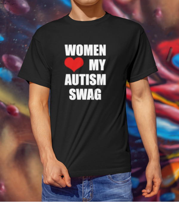 Women Love My Autism Swag Red Heart T-Shirt
