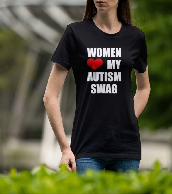 Women Love My Autism Swag Red Heart T-Shirt