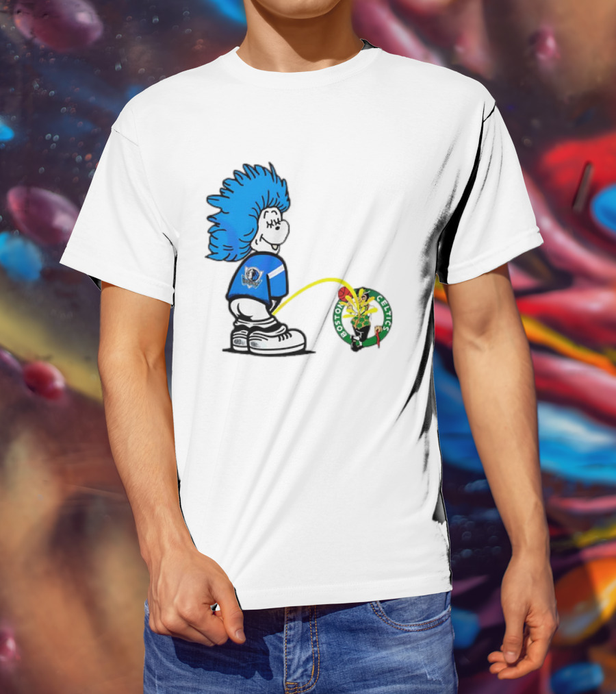 Dallas Mavericks Fan Urinating On Boston Celtics T-Shirt