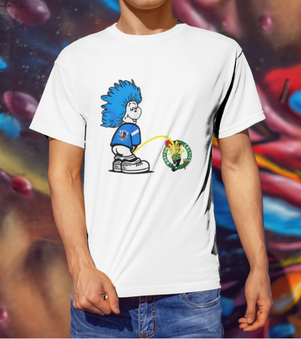 Dallas Mavericks Fan Urinating On Boston Celtics T-Shirt