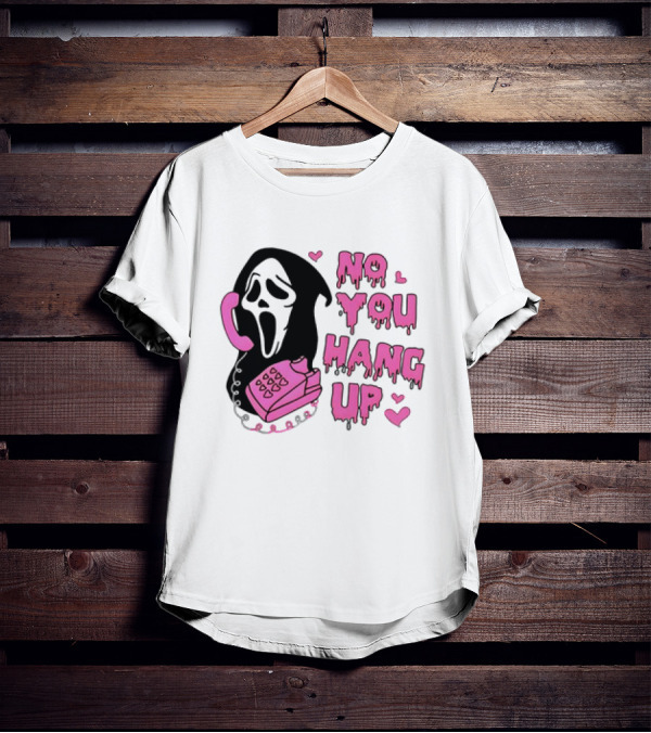 Ghost Face No You Hang Up Pink Phone Scream Hearts T-Shirt