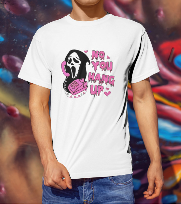 Ghost Face No You Hang Up Pink Phone Scream Hearts T-Shirt