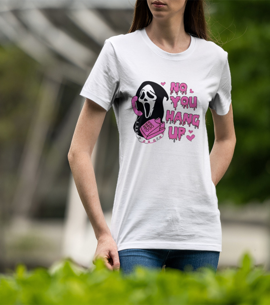 Ghost Face No You Hang Up Pink Phone Scream Hearts T-Shirt