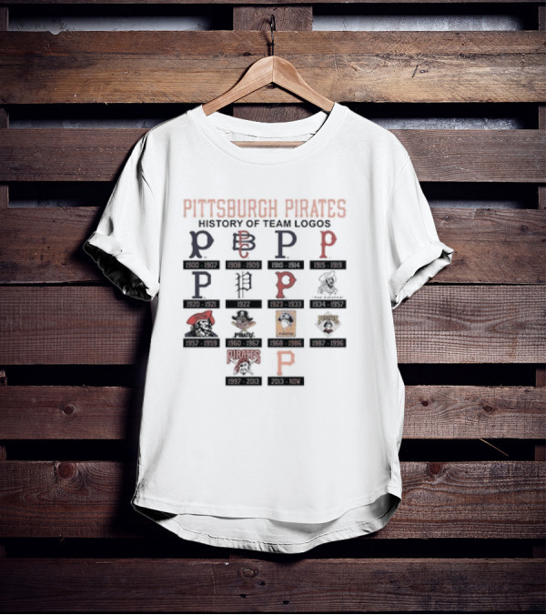 Pittsburgh Pirates History From 1900 To Now Showcasing Iconic Team Logo Evolution T-Shirt