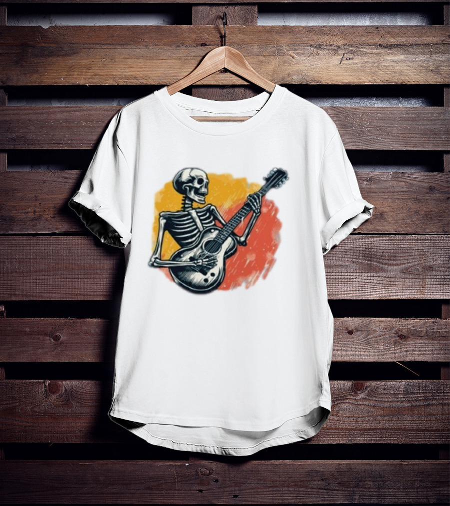 Skeleton Playing Guitar Rock Band T-Shirt