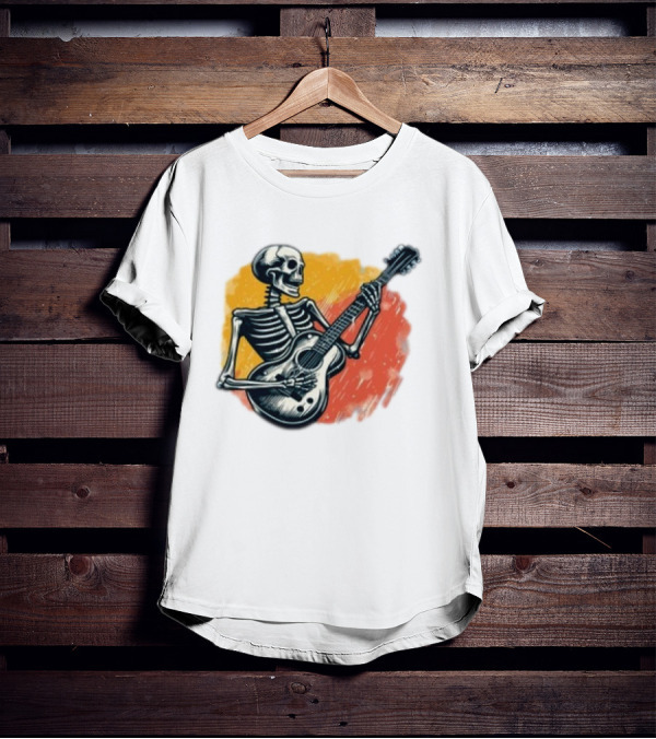 Skeleton Playing Guitar Rock Band T-Shirt