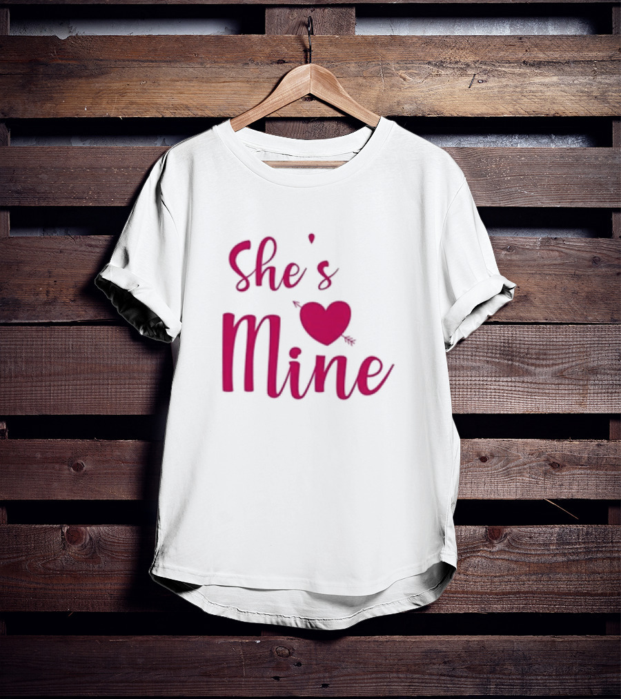 Valentine's Day She's Mine Heart With Arrow T-Shirt
