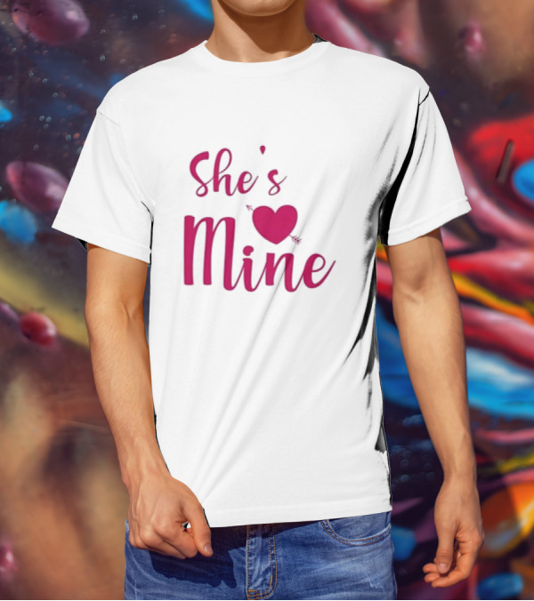 Valentine's Day She's Mine Heart With Arrow T-Shirt